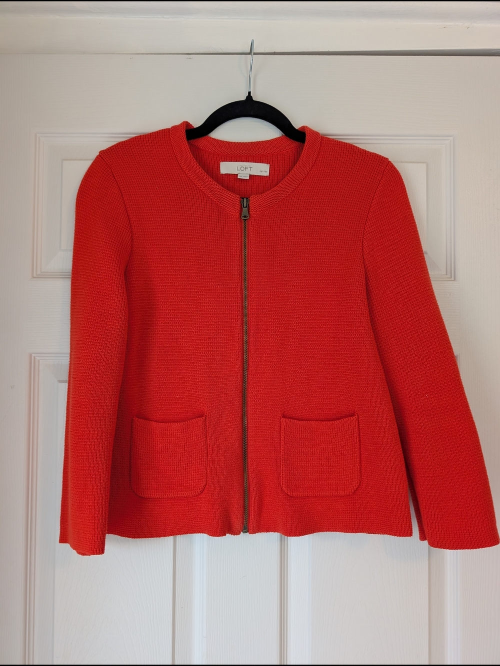 LOFT Red Open-Front Textured Jacket - Picture 2 of 4